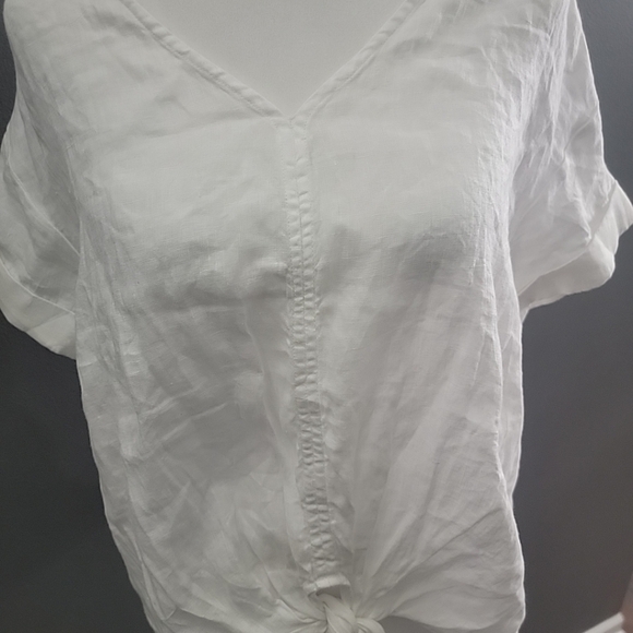 Charter Club Luxury 100% Linen Tie-Front Top Lightweight Resort Vacation - Picture 3 of 7